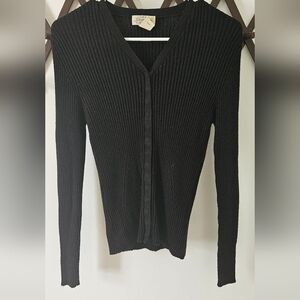 St. John's Bay Black Ribbed Sweater Top